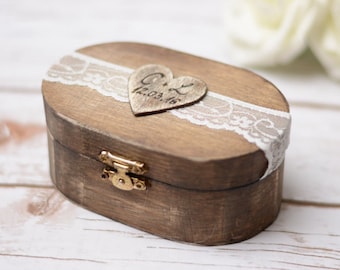 Beach Wedding Ring Box Wedding Ring Holder Ring Bearer Nautical wedding jewelry Boxes Wood storage