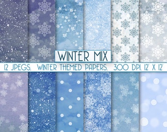Winter digital paper: "Frozen paper" icy snowflakes and frost themed, perfect for scrapbooking, item c119