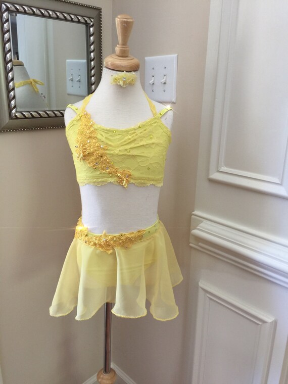 2 Piece Custom Lyrical Dance CostumeSunshine Yellow with