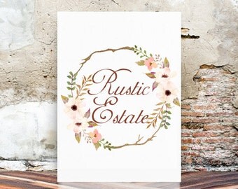 Watercolor Logo - Premade Logo Design - Vintage Watercolor Logo - Floral logo - Wedding Logo