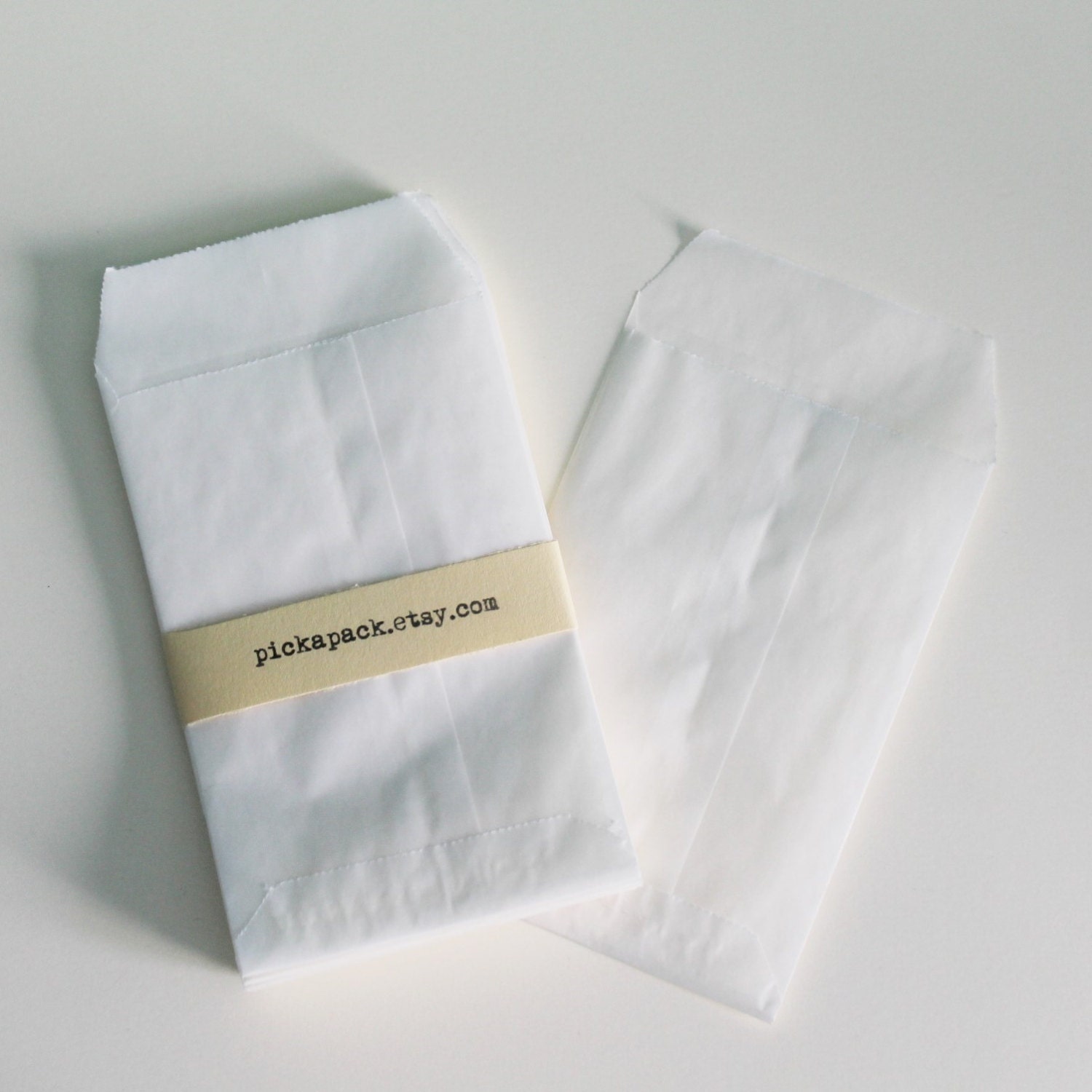 Transparent white parchment paper bags. White Transparent paper bag