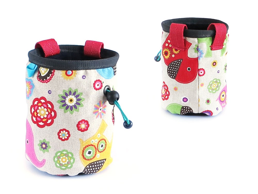 Animal Chalk Bag. Elephants Chalkbag. Handmade Chalk Bag for Bouldering