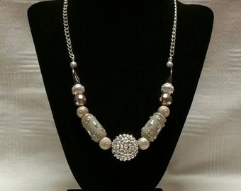 Silver Chunky Beaded Necklace
