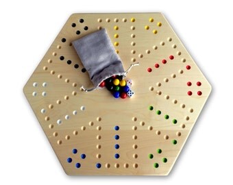 Wooden Hand-Painted Aggravation Board Game, Maple-Wood