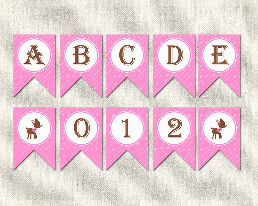 whole alphabet banner pink woodland baby shower banner bunting