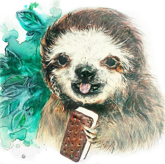 Summer Sloth Art Print