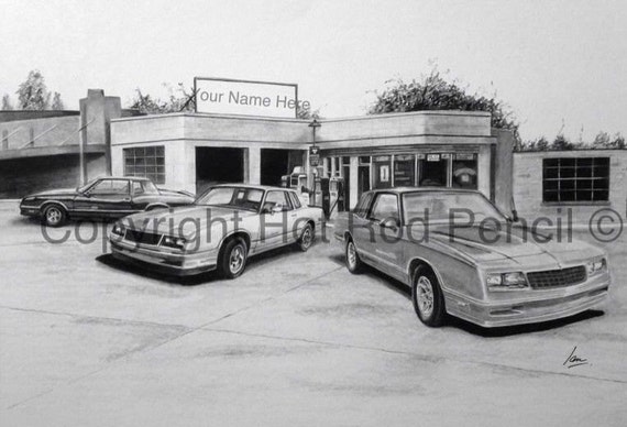 84-85-86-87-88 Chevrolet Monte Carlo Customized Pencil Drawing