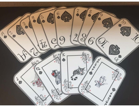 Alice in Wonderland Playing Cards Spades Set of by BlueCatKrafts