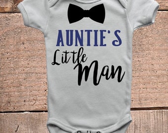 Auntie's Little Man Onesie, Auntie Onesie, I love auntie onesie, Little Man ONESIE®, New Auntie ONESIE®, Suspender ONESIE®, Auntie Gift
