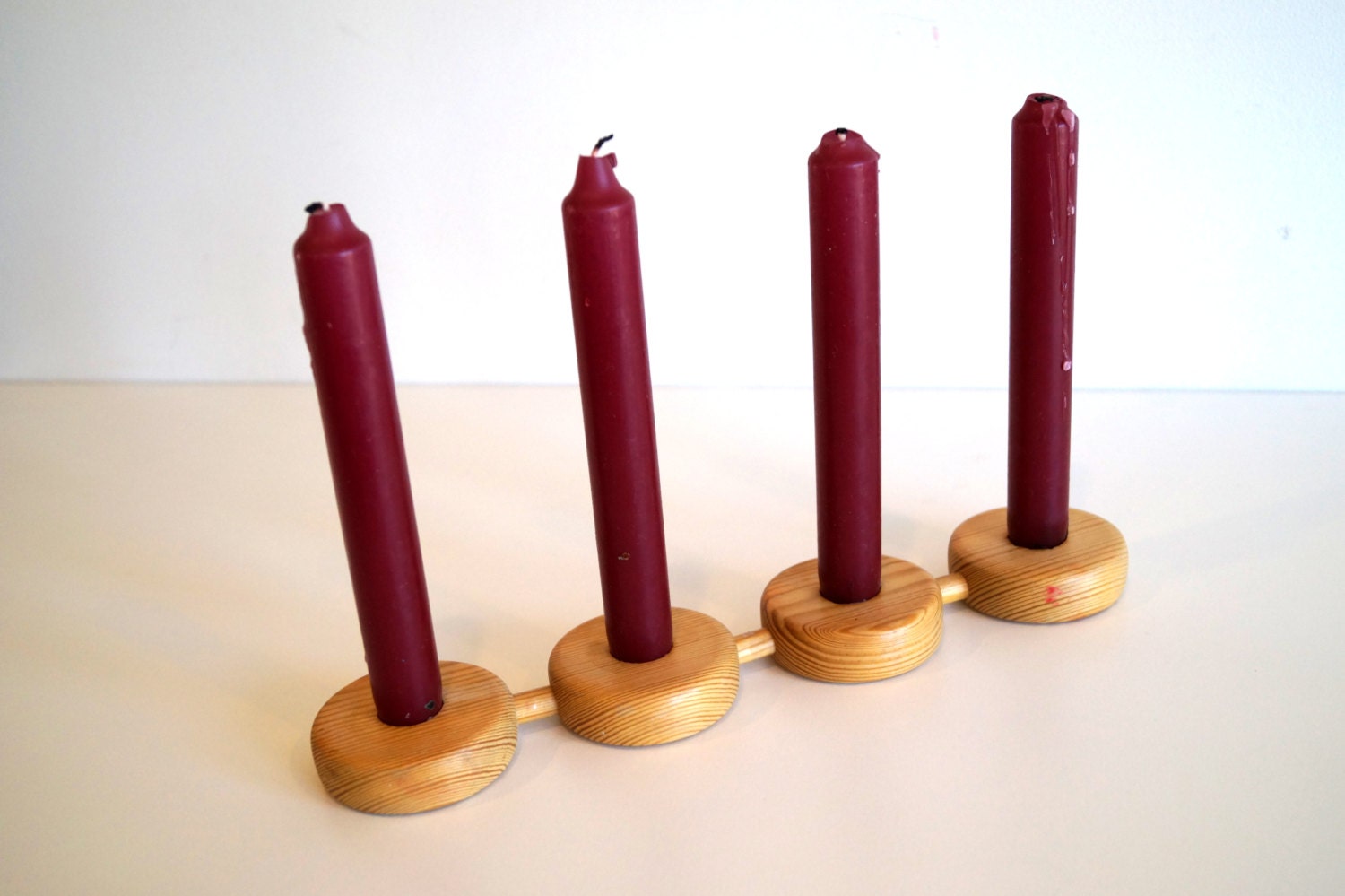 Swedish wooden candle holder Handmade natural wood decor