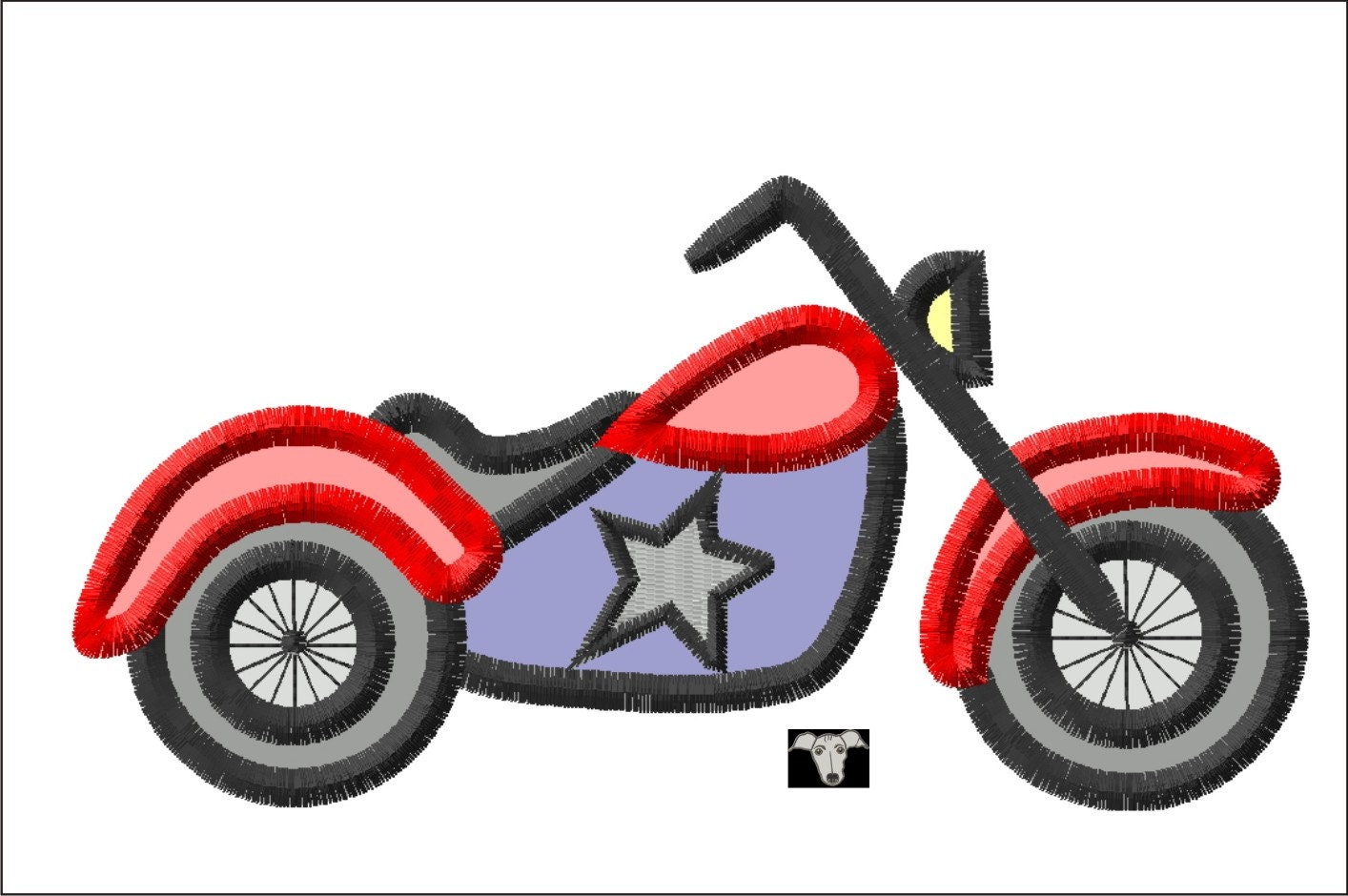 Motorbike applique  embroidery designs in 5 sizes Motorbike applique  embroidery designs in 5 sizes
