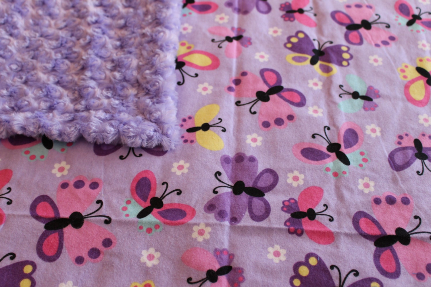 Pretty Butterfly Baby Blanket Purple with Butterfly Print