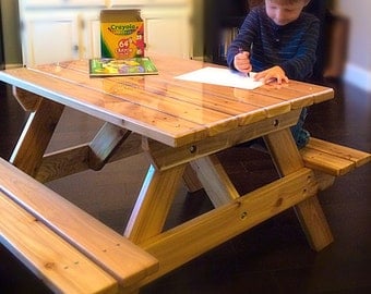 Kids' Cedar Picnic Table / Craft Bench for kids up to 7 years old