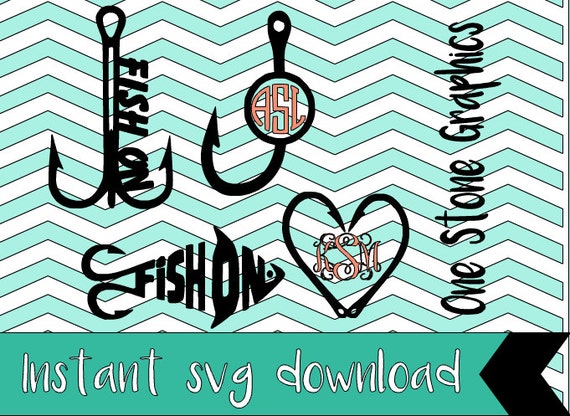 Download Fishing hook monogram svg fishing hook svg by OneStoneGraphics