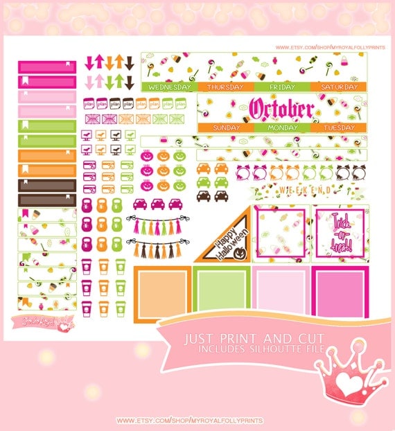 October Month | Printable Planner Stickers | Happy Planner | Instant Digital Download with Silhouette file