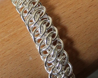 GSG Weave Chain Mail Bracelet, Silver Filled Chain Mail Bracelet, Sterling Silver Toggle Clasp