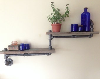 Reclaimed Barn Wood Industrial Pipe Console Table Shoe Rack