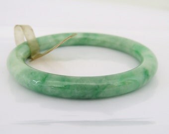 Vintage Translucent Natural Green Jadeite Jade Bangle Bracelet 52.4MM