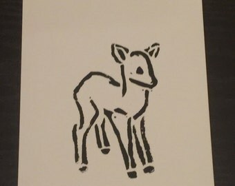 Linocut Print, Deer