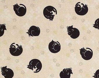 Sleeping cats by Hyakka Ryoran. Quilt Gate fabric with a Japans dessin. SK083