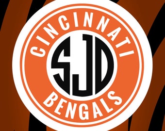 Cincinnati Bengals Monogram Frame Cutting Files in Svg, Eps, Dxf, Png for Cricut & Silhouette | NFL Cincinnati Vector | Go Bengals Graphics