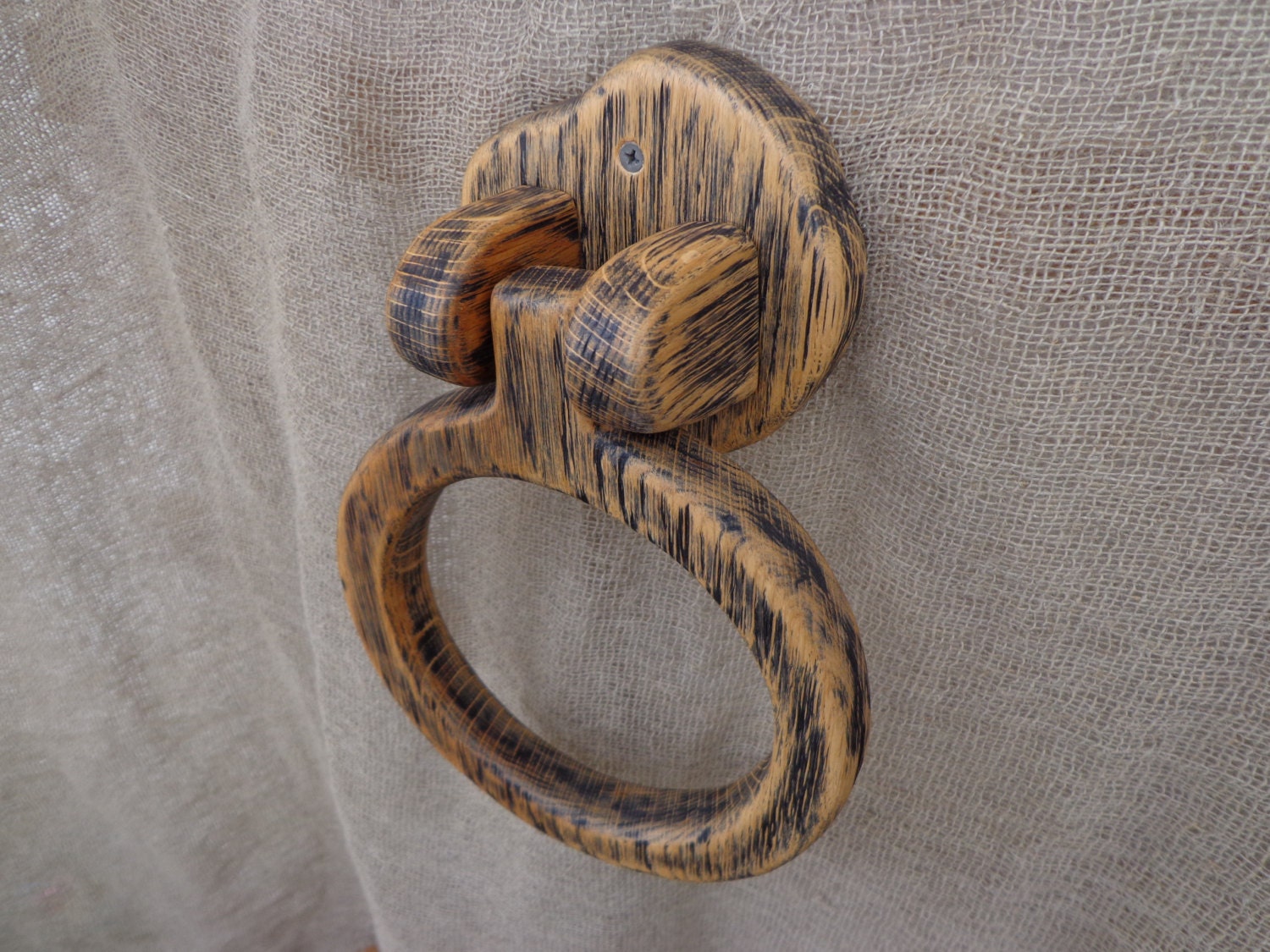 Towel Ring Holder. Wooden Towel Holder Rustic Bathroom Hand