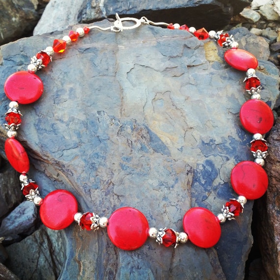 Red Howlite Crystal Necklace / one of a by JillTurrentineDesign