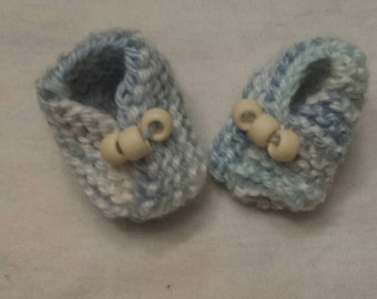 Knit baby booties, blue baby socks, boy booties, newborn gift, baby shoes, baby shower gift, baby boy