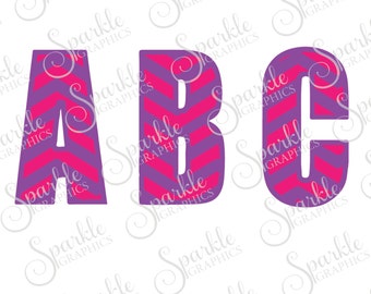 Chevron Font Two Color Cut File Chevron Monogram Font Chevron Monogram Clipart Svg Dxf Eps Png Silhouette Cricut Cut File Commercial Use