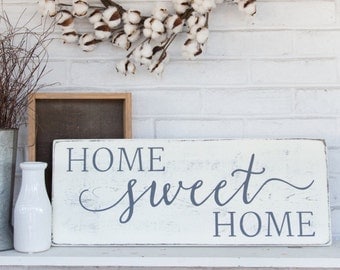 Home sweet home | rustic wood sign | rustic wall decor | french country decor | 24" x 9.25"