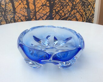 Whitefriars glass bowl dish blue 1960s