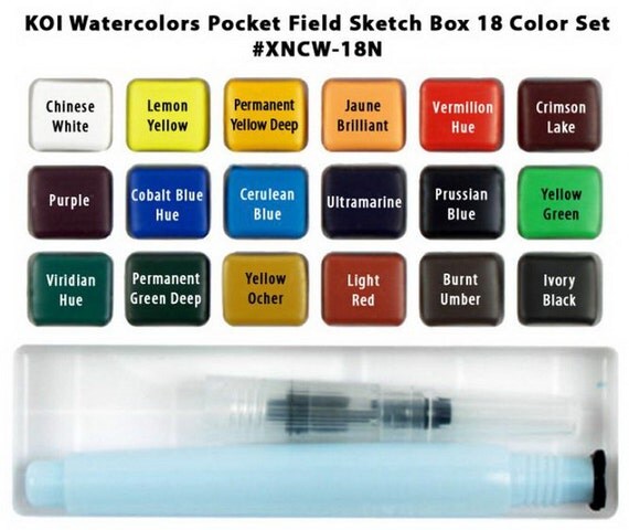 set 18 colors koi water colors assorted watercolors pocket field sketch box with set 18 colors koi water colors assorted watercolors pocket field sketch box with