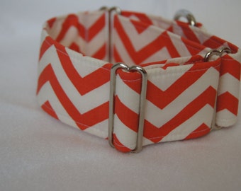 2 Inch Wide Martingale Collar: Greyhound Whippet Lurcher Handmade Dog Collar Chevron Zigzag