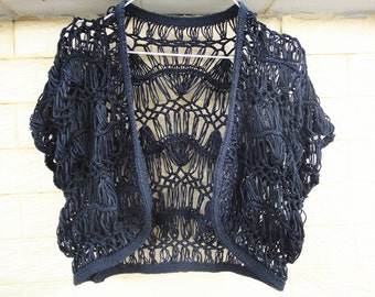 Black Crochet Bolero Jacket