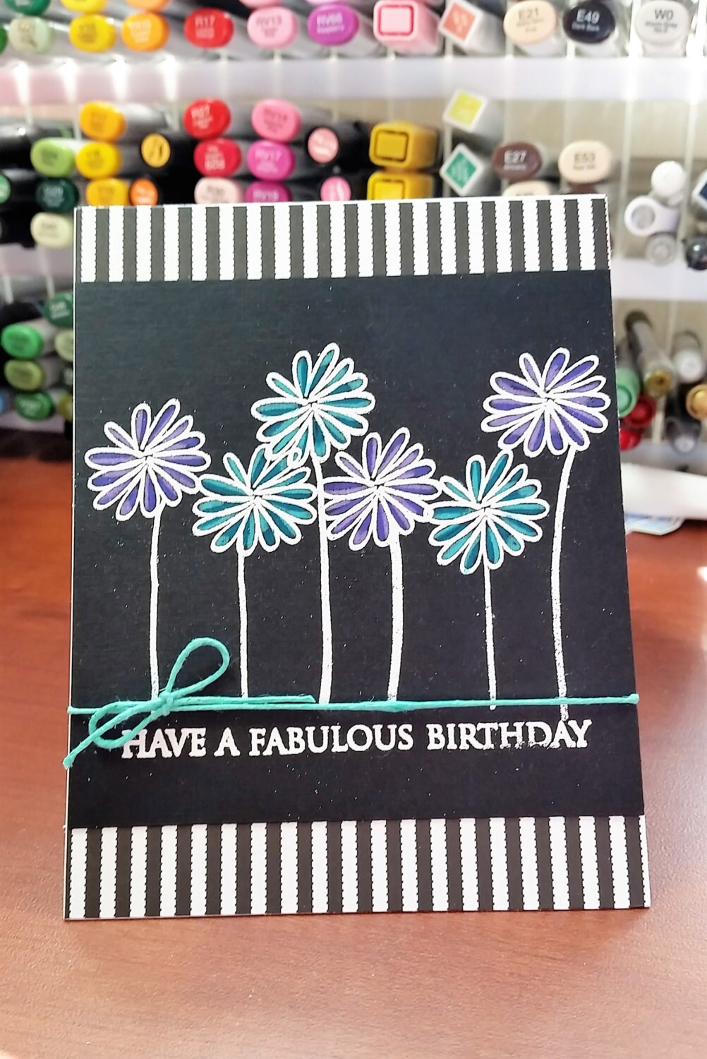 Floral Color Pencil Happy Birthday Greeting Cards Handmade
