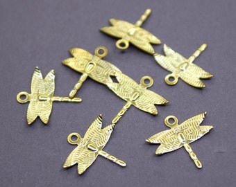50 Raw Brass Dragonfly Charms 15mm | Gold Dragonfly Charms, Gold Dragonfly Pendant, Brass Dragonfly Pendant, Raw Brass Dragonfly