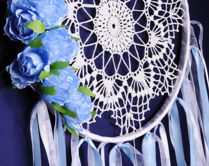 Dreamcatcher white Dream Catcher blue roses Dreamcatcher New Dream сatcher gift idea dreamcatchers boho dreamcatcher wall handmade mobile