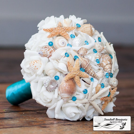 Seashell starfish wedding flower bouquet by TheSeashellBouquet