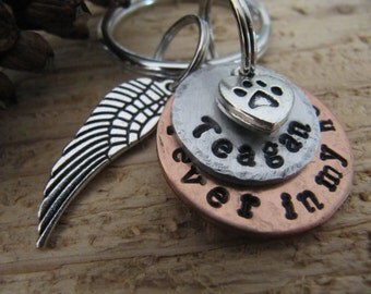 pet memorial keychain//hand stamped pet key chain//dog memorial//memorial keychain//cat memorial keychain//pet lover memorial//pet key chain