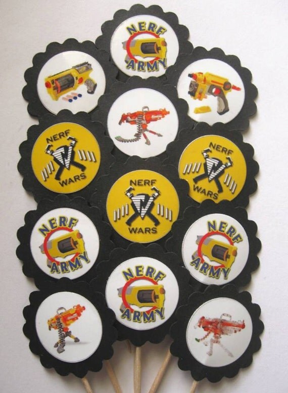 Nerf Cupcake Toppers/Party Picks Item 1402 by CupcakeToppersGalore