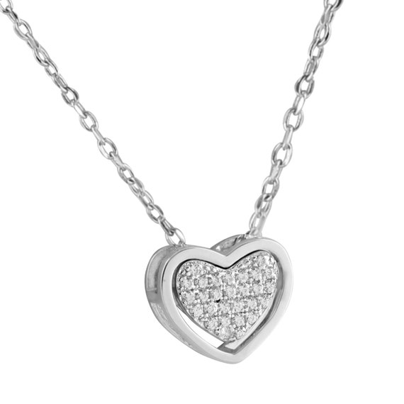 Ladies Heart Necklace 925 Sterling silver by intriguejewels
