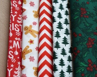 STUDIO JEPSON FABRICS Classic Christmas fabric bundle x 5 fabrics