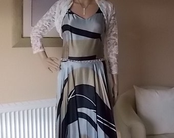 Designer Cocktail Dress Size 10 Uk, Satsuma of London Dress, Womens Clothing Dress, Diamante Belt Fully Lined Dress, 1970s Full Skirt Dress.