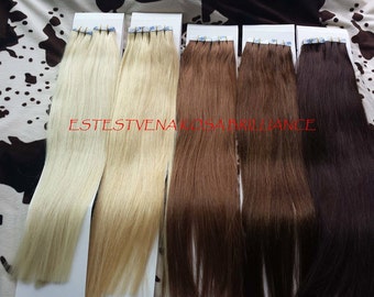 Tape In Human Hair Extensions, European Luscious Tape In, Hair Extensions, 22", Tape in /Glue Skin Weft ,Slavic remy human