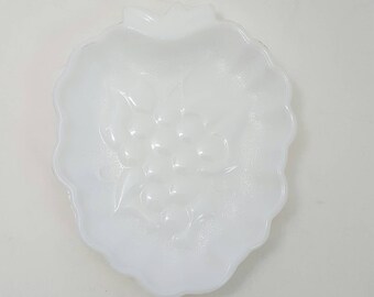 Vintage Grape Milk Glass Plate