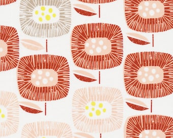 Cloud9 Block Blooms Red Around the Block by Skinny LaMinx Organic Quilting Cotton