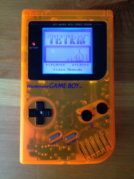 Custom Clear Orange Modded Original Gameboy by RetroCustomsByAbe