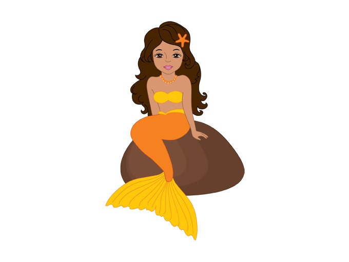 Download African American Mermaid Clipart Digital Vector Girl by ...