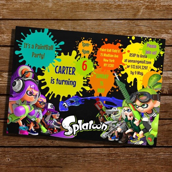 Splatoon Invitation Splatoon Birthday Party by CoralPartyDecor