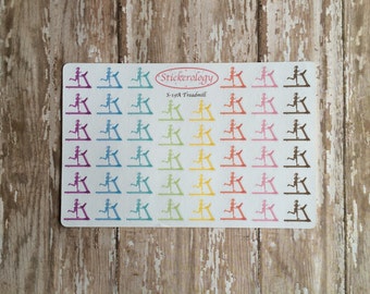 Workout Stickers, Erin Condren Planner Treadmill Stickers, Girl Running Stickers, Rainbow Colors, Fitness Stickers, S-19A.